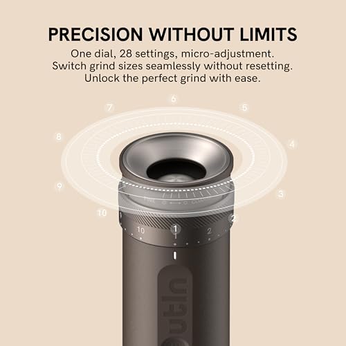 Fino Portable Electric Coffee Grinder with 28 Precise Grind Settings (Tundra Brown)