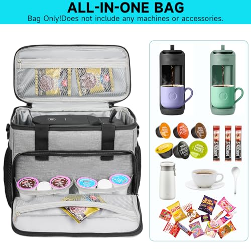 Coffee Maker Travel Bag Compatible with Keurig K (Grey-For K-Mini Mate/Mate Plus / Compatible with K-Mini Mate/Mate Plus)