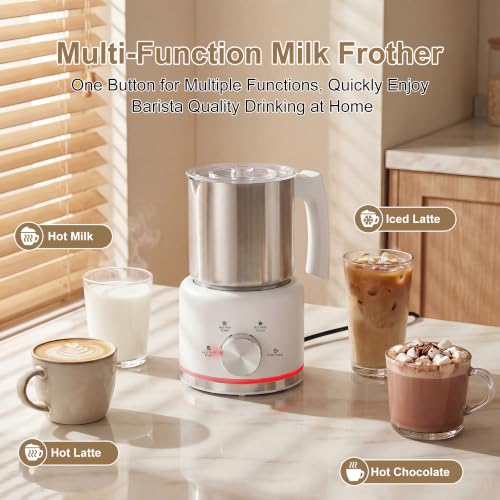 Milk Frother 16.9 OZ Electric Milk Frother and Steamer (White)