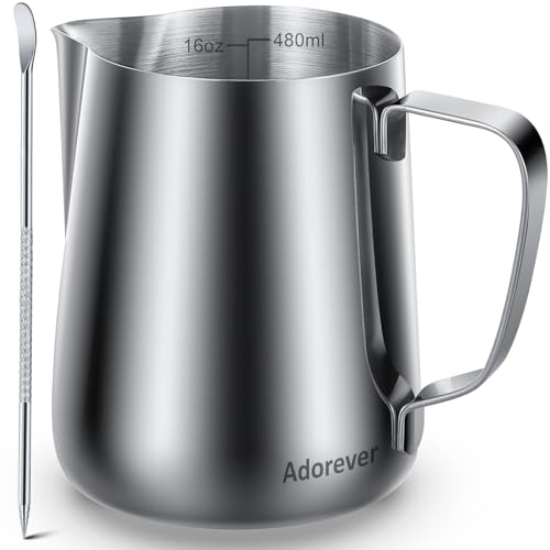 Milk Frothing Pitcher (Silver Mirror / 16 Ounces)