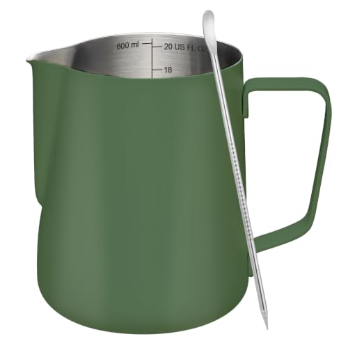 Milk Frothing Pitcher 20oz Frother Cup Barista Tools (Green / 20 Ounces)