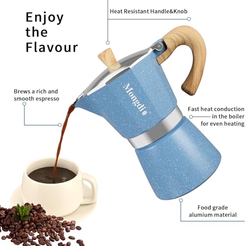 Moka Pot Stovetop Espresso Maker (Blue / 12 cup)