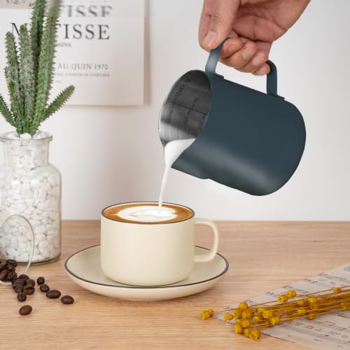 Milk Frothing Pitcher 12oz Frother Cup Barista Tools (Blue / 12 Ounces)