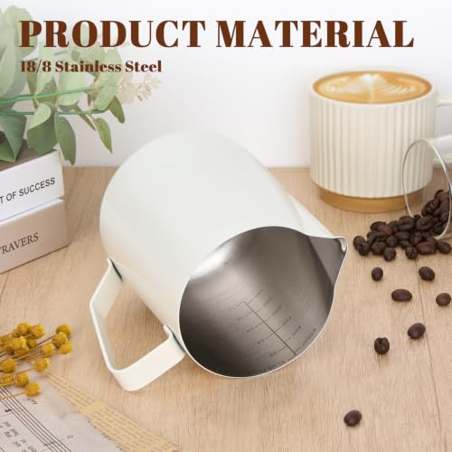 Milk Frothing Pitcher 31oz Frother Cup Barista Tools (White / 31 Ounces)