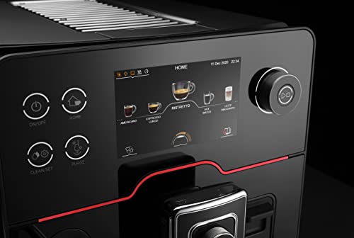 Accademia Luxury Italian Fully Automatic Espresso Machine with 19 Customized drink settings (Large / Black)