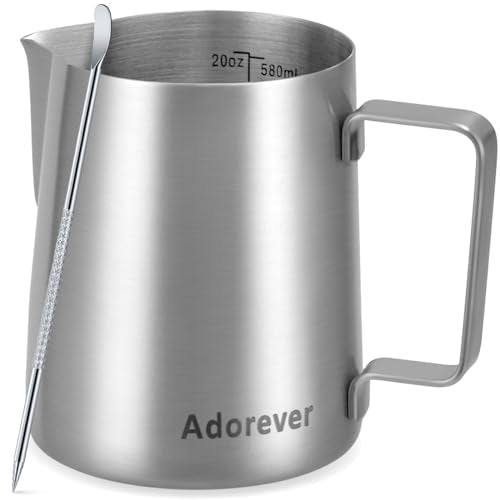 Milk Frothing Pitcher (A Silver Matte / 20 Ounces)