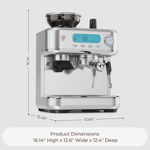 Espresso Machine with Grinder and Steam Wand (Silver)