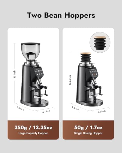 64MM Flat Burr Coffee Grinder Electric (Gunmetal Gray)