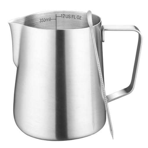 Milk Frothing Pitcher 12oz Frother Cup Barista Tools (Frosted / 12 Ounces)