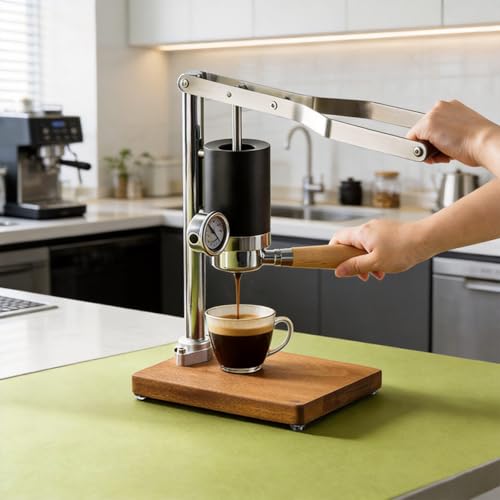 Lever Espresso Machines Built with Wider Stable Base 105mm Filter Basket Compatibility and Immersive DIY Hand Pump Espresso Machine for Latte Espresso Machine Manual