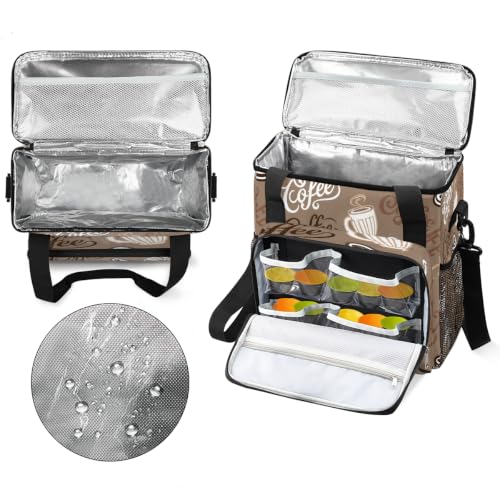 Coffee Maker Carring Bag Travel Carrying Storage Tote Bag Compatible (A12:Coffee Theme)