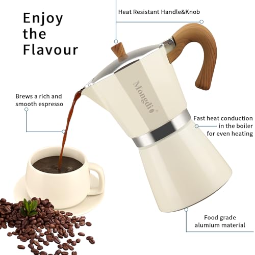 Moka Pot Stovetop Espresso Maker (White / 12 cup)