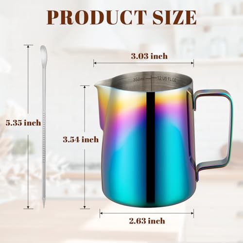 Milk Frothing Pitcher 12oz Frother Cup Barista Tools (Multicolor / 12 Ounces)