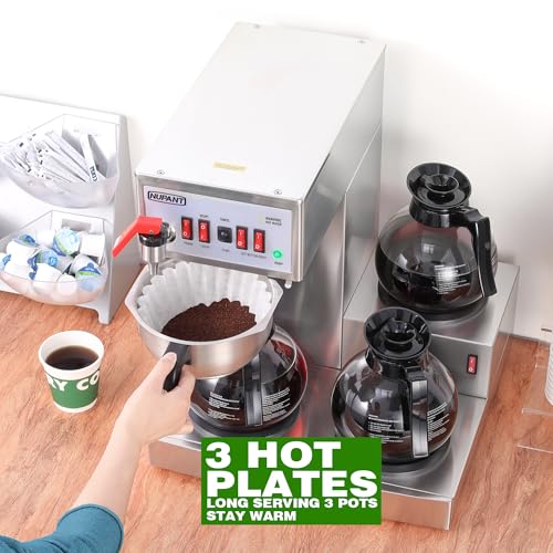 12 Cup Commercial Coffee Maker Auto Filling Drip Coffee Machine with 3 Carafes 3 Warmers (36 Cup)