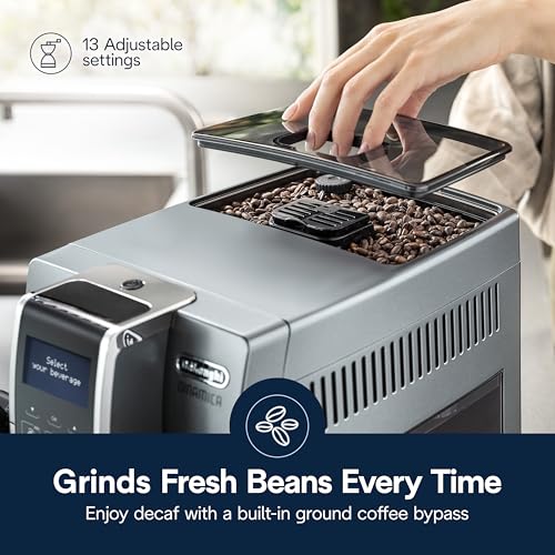 Dinamica LatteCrema Espresso Machine with Automatic Milk Frother for Latte (Silver)