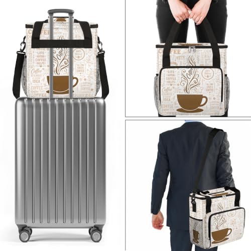 Coffee Maker Carring Bag Travel Carrying Storage Tote Bag Compatible (A10:Coffee Texts)