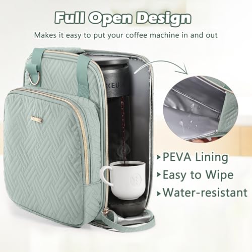 Coffee Maker Travel Bag Compatible with Keurig K (Green / Fit K-Mini Mate)