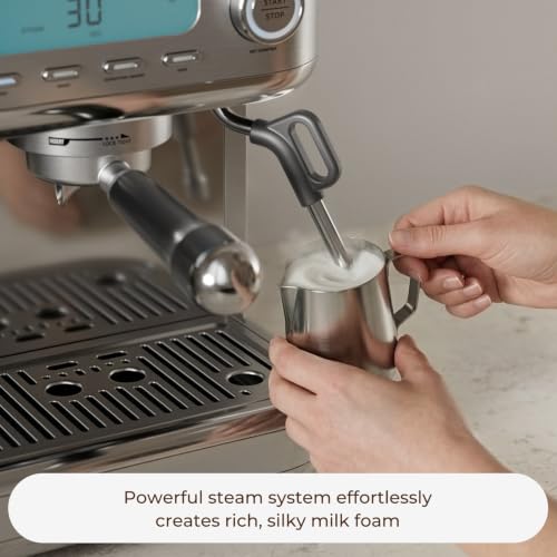 Espresso Machine with Grinder and Steam Wand (Silver)
