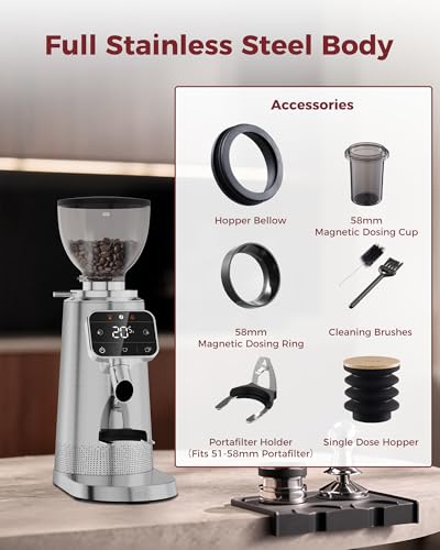 G3 64mm Flat Burr Electric Coffee Grinder with 100 Grind (Silver)