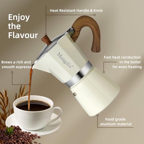 Moka Pot Stovetop Espresso Maker (White / 9 cup)