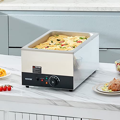 Commercial Food Warmer 24QT Bain Marie 1200W Electric Buffet Warmer Steam Table Food Warmer Countertop Stainless Steel Food Warmer Wet or Dry Use for Parties (1-Pan, 24 Qt)