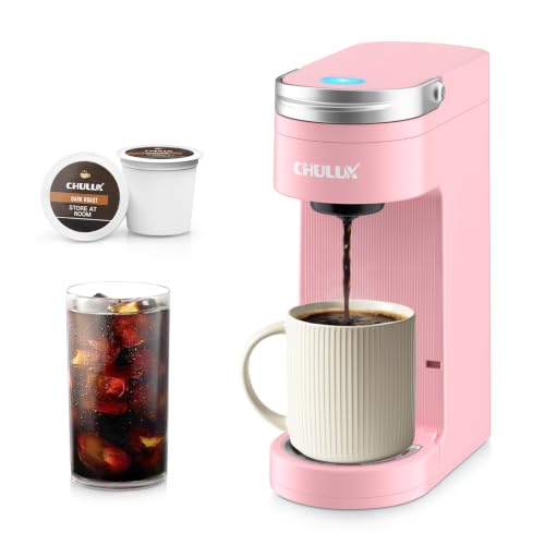 Slim Single Serve Coffee Maker for K Cup Pod for Small Spaces (Pink)