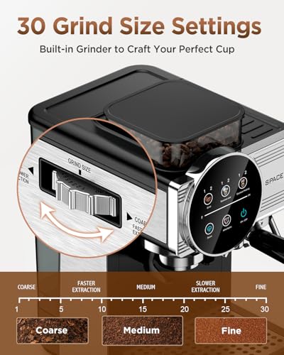 Espresso Machine with Grinder and Frother (Brushed Silver)