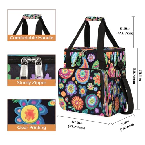 Beautiful Colored Flowers Coffee Maker Carring Bag Travel Carrying Storage Tote Bag Compatible with Keurig K (A-001)