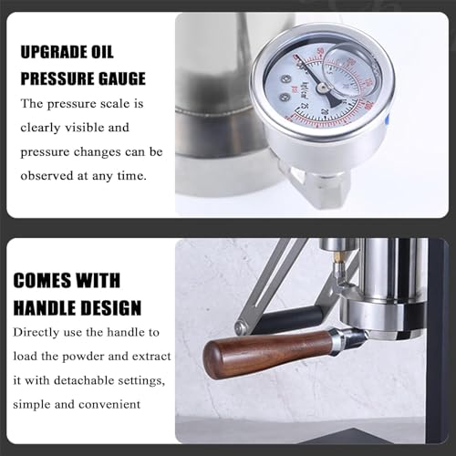 Manual Lever Espresso Maker with Oil Pressure Gauge