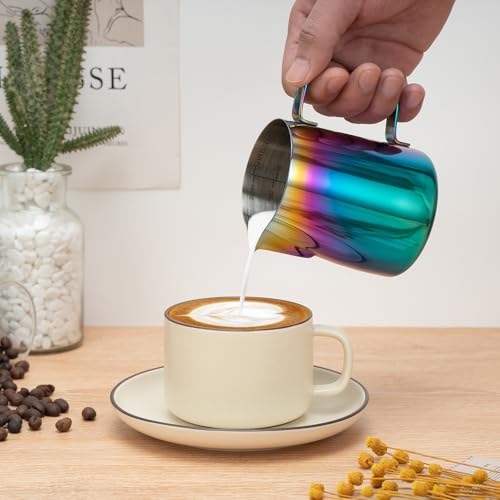 Milk Frothing Pitcher 12oz Frother Cup Barista Tools (Multicolor / 12 Ounces)