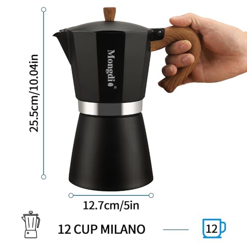 Moka Pot Stovetop Espresso Maker (Black / 12 cup)