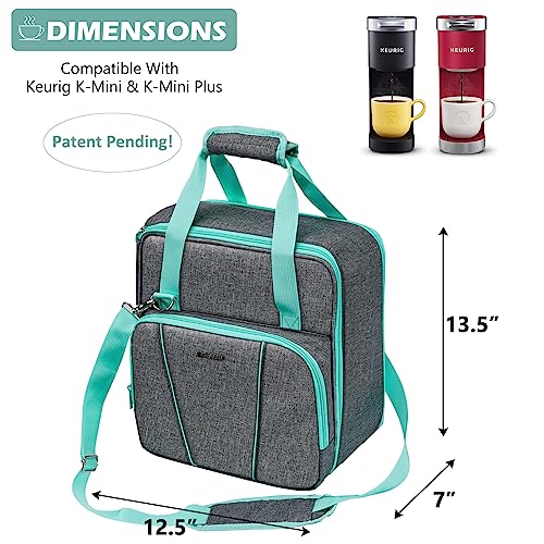 Travel Coffee Maker Bag for Keurig K (Blue-Grey / Fit for K-Mini)