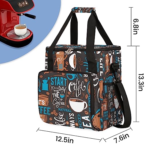 Coffee Maker Carring Bag Travel Carrying Storage Tote Bag Compatible (A03:Blue Coffee)