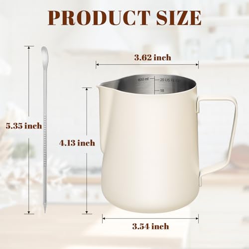 Milk Frothing Pitcher 20oz Frother Cup Barista Tools (White / 20 Ounces)