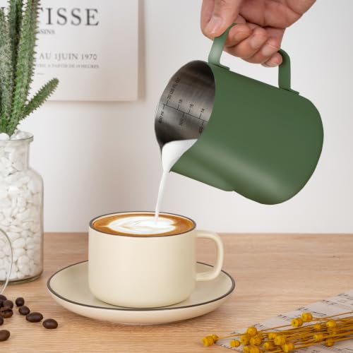 Milk Frothing Pitcher 20oz Frother Cup Barista Tools (Green / 20 Ounces)