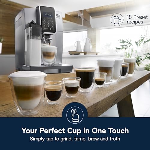 Dinamica LatteCrema Espresso Machine with Automatic Milk Frother for Latte (Silver)