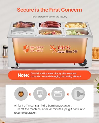 6 Pan Commercial Food Warmer (6x1/6Pan ;24QT)