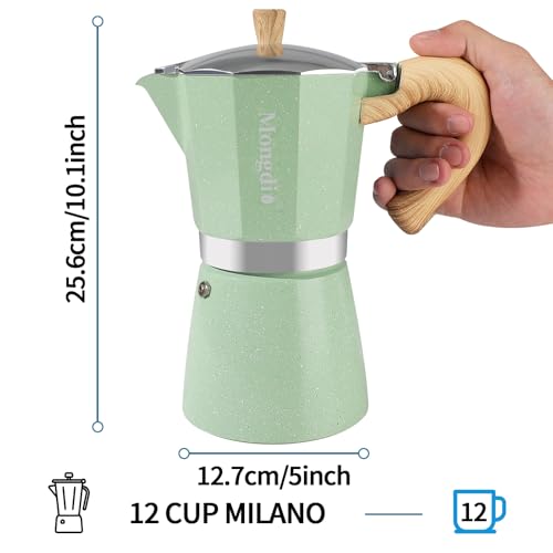 Moka Pot Stovetop Espresso Maker (Green / 12 cup)