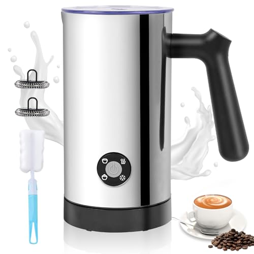 4-in-1 Milk Frother, Electric Milk Frother and Steamer with LED Touch Screen, Ceramic Lining Bottom, Milk Warmer 13.52oz for Lattes, Cappuccinos, and Macchiatos at Home (Matte Silver) (Matte Silver)