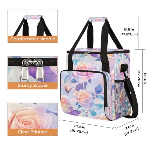 Pink Roses Coffee Maker Carring Bag Travel Carrying Storage Tote Bag Compatible with Keurig K (A-024)