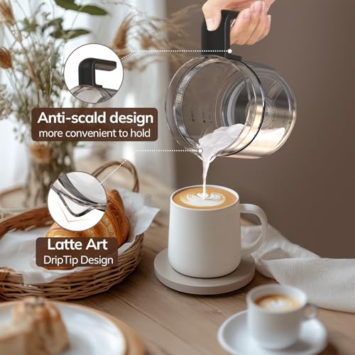 Large Electric Milk Frother and Steamer (Matte Black)