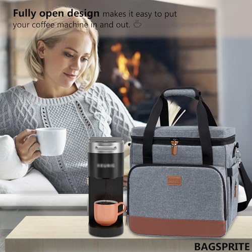 Coffee Maker Travel Bag Compatible with Keurig K (Grey-Top Open / Fit for K-Mini)