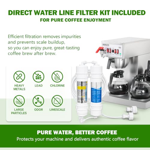 12 Cup Commercial Coffee Maker Auto Filling Drip Coffee Machine with 3 Carafes 3 Warmers (36 Cup)