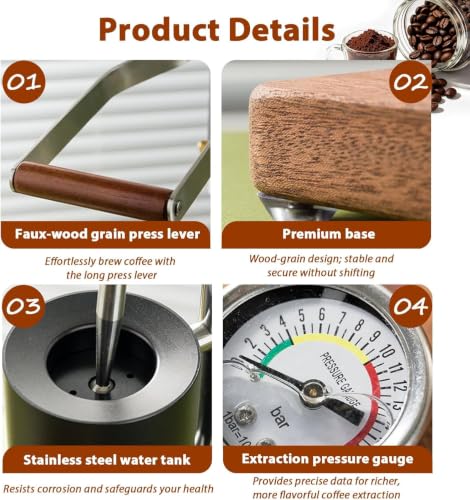 Manual Espresso Maker with Variable Pressure Control