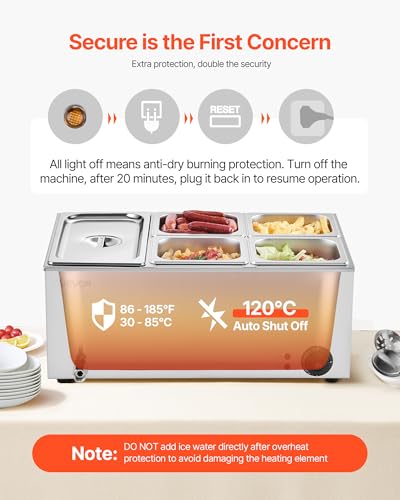 24QT Commercial Food Warmer (1x1/3Pan and 4x1/6Pan ;24QT)
