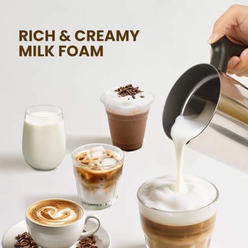 4-in-1 Milk Frother, Electric Milk Frother and Steamer with LED Touch Screen, Ceramic Lining Bottom, Milk Warmer 13.52oz for Lattes, Cappuccinos, and Macchiatos at Home (Matte Silver) (Matte Silver)