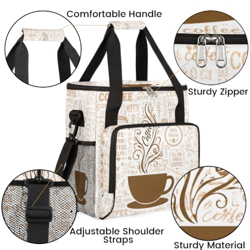 Coffee Maker Carring Bag Travel Carrying Storage Tote Bag Compatible (A10:Coffee Texts)