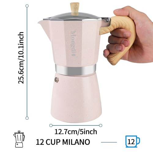 Moka Pot Stovetop Espresso Maker (Pink / 12 cup)