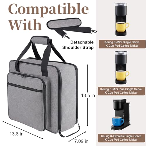 Carrying Coffee Maker Travel Bag Fit for Keurig K (Grey / Fit for K-Mini/K-Mini Plus/K-Express)