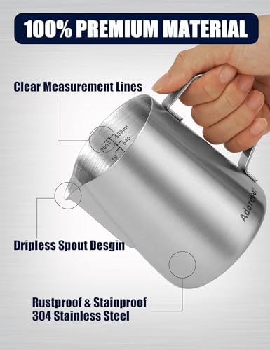 Milk Frothing Pitcher (A Silver Matte / 20 Ounces)